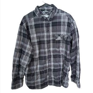 Columbia Sportswear Shirt Mens XL Gray Flannel Plaid Long Sleeve